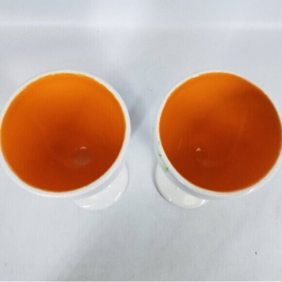 Hand Painted Ceramic Wine Glasses Goblets 12 oz White Glazed Botanical S… - Picture 7 of 13